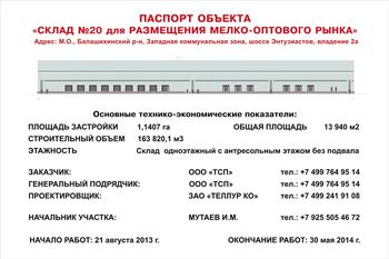 Паспорт стройки (пластик, 1.5x1.5м) - Охрана труда на строительных площадках - Паспорт стройки - Магазин охраны труда ИЗО Стиль