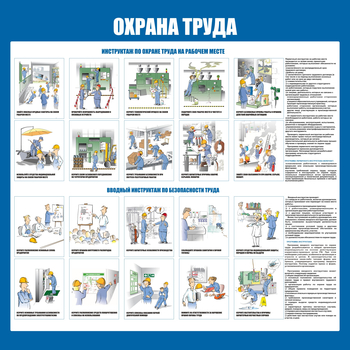 С152-3 Охрана труда. Инструктажи вводный, на рабочем месте (1000х1000 мм, пластик ПВХ 3мм, Прямая печать на пластик)  - Стенды - Стенды по охране труда - Магазин охраны труда ИЗО Стиль